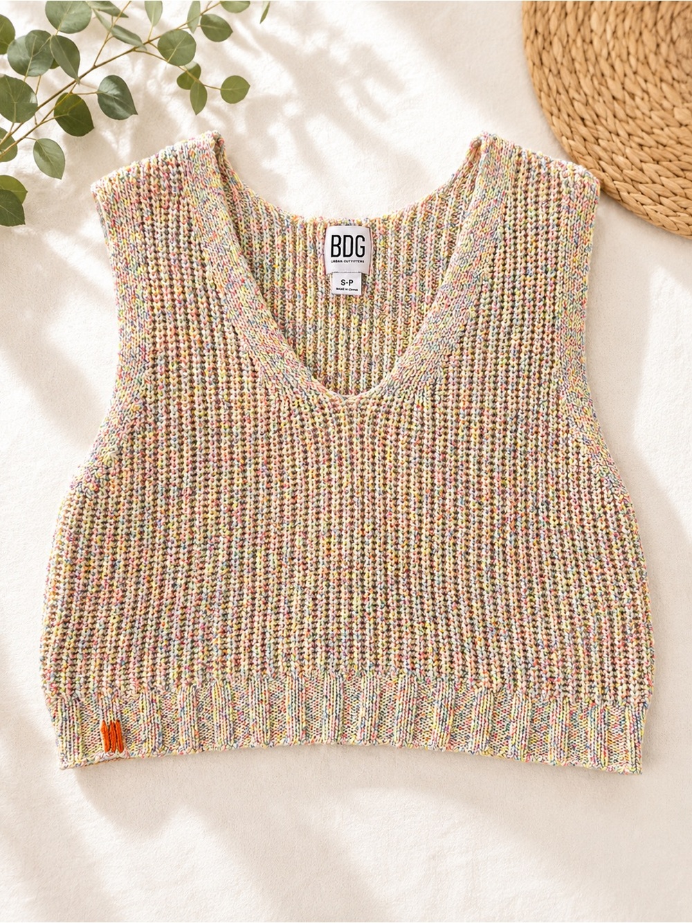 BDG Urban Outfitters Multicolor Cropped Knit Sweater Vest S